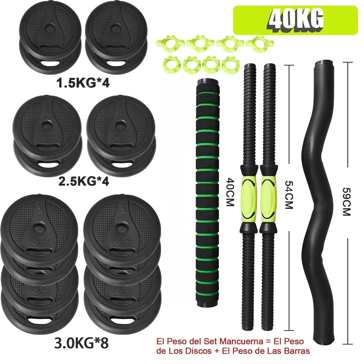 Adjustable Dumbbell Set (10kg-40kg) - Adjustable Weights Set for Weight Training and Strength Training-Connecting Bar, Home Gym