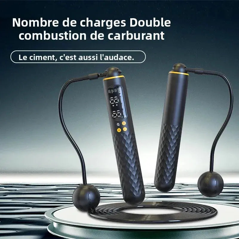 Wireless Digital Jump Rope USB Calorie Counter Adjustable Cordless Skipping Rope Fitness Exercise Trainer for Weight Loss